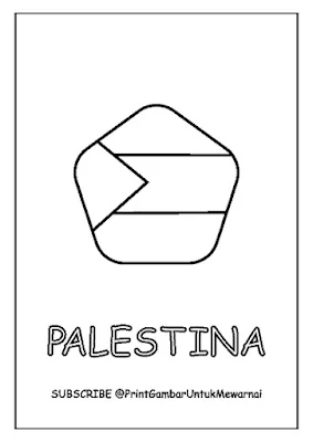 Gambar Mewarnai Bendera Palestina PDF Bentuk Segi Lima 2