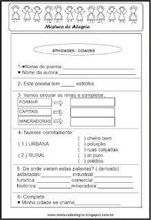 Atividade de geografia 3 ano, campo e cidade