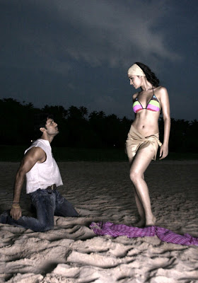 Nitin and Nisha Kotari Romance night in Bikini hot sexy stills from Adavi Movie