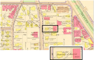 1913 Ward Map showing the property of Samuel A. and Mary E. Davis on Marion Street