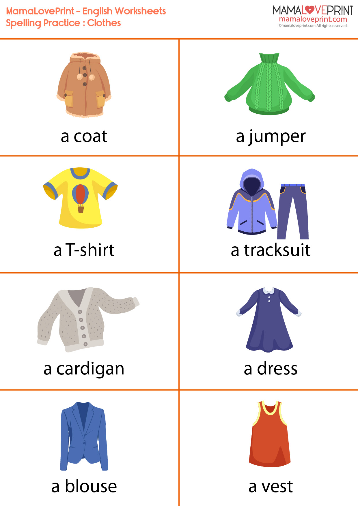 English Vocabulary for Clothing
