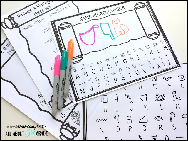 Ancient Egyptians used hieroglyphics to write and decorate pyramids.  Now your students can write their own names using hieroglyphics with this fun FREEBIE!