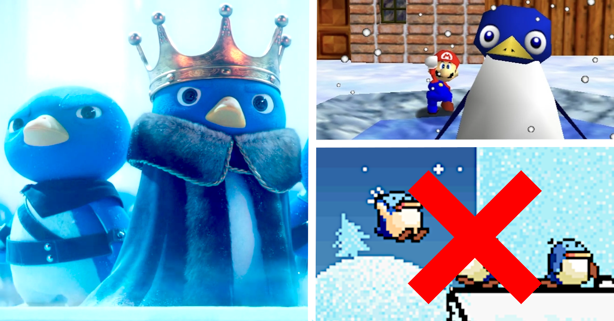 Expressões alternativas dos pinguins de Super Mario 64 são encontradas no  código do jogo