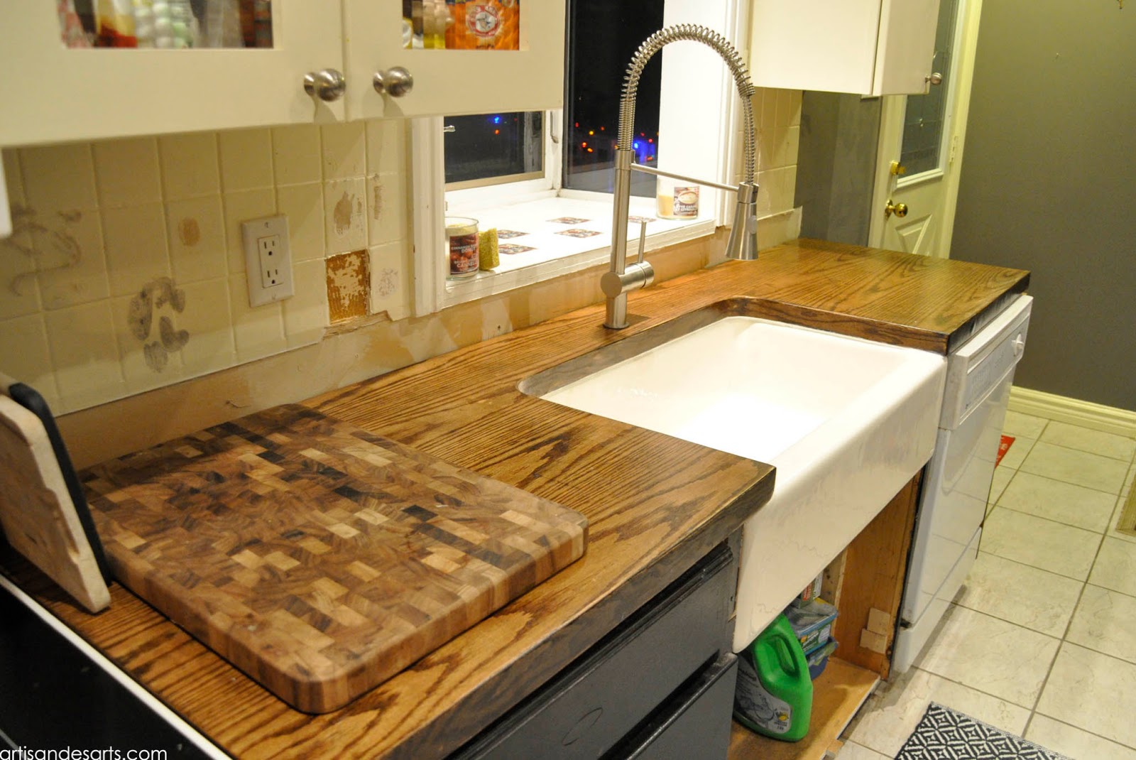 artisan des arts: DIY Wood door butcher block countertops - under $100 