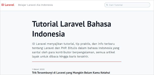 Website Indonesia Untuk Belajar Framework Laravel Terlengkap - adjie.id idlaravel
