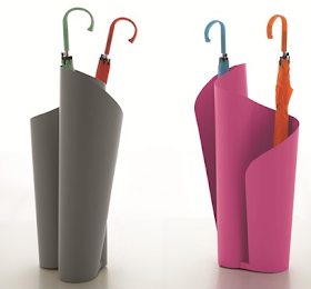 umbrella stands in gray and pink