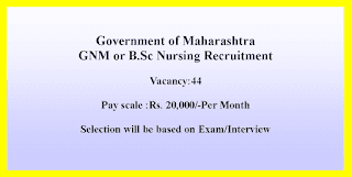 GNM or B.Sc Nursing Recruitment - Government of Maharashtra