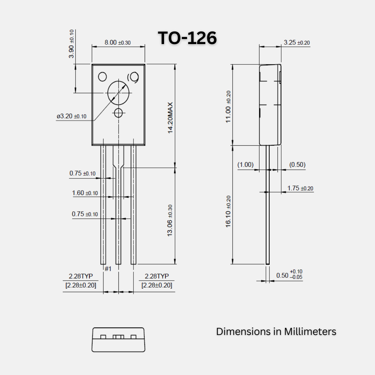 TO-126 package dimentions of 2SD882