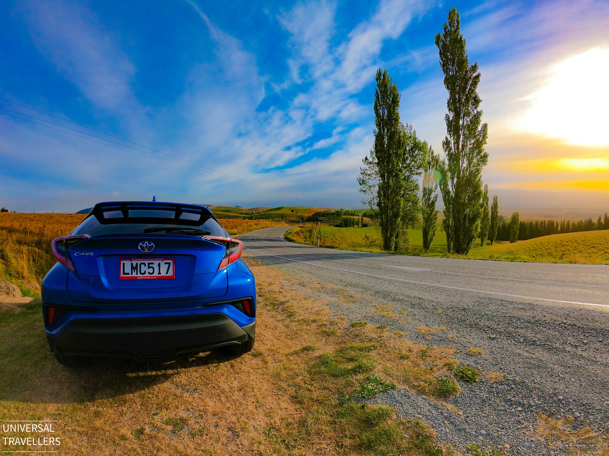 rented car for summer time road tripping in South Island, New Zealand