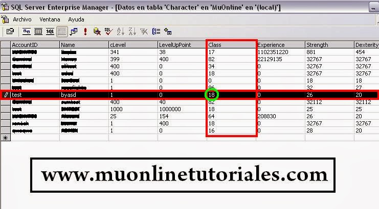 Columna class de la tabla character