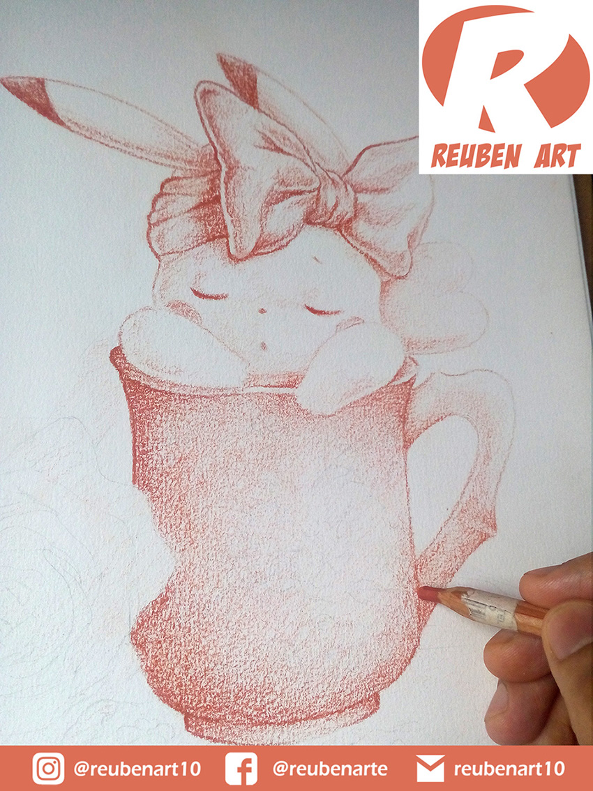 Traditional drawing Sanguine pencil