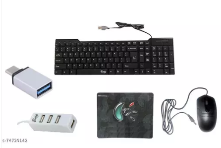 Keyboard Mouse USB Hub Mousepad and OTG Cable Combo Under 500 Rupees