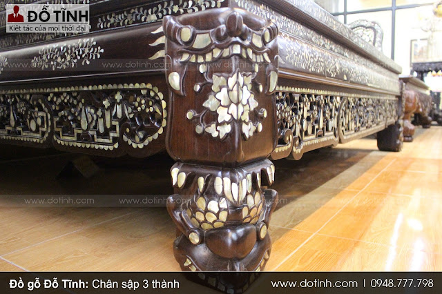 Chân sập gỗ 3 thành (chân giường 3 thành)