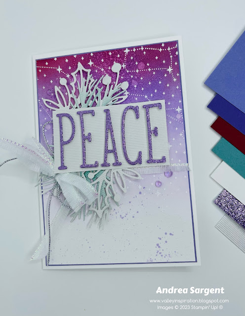 Why not try and alternative colour combo for some of your Christmas cards, featuring Highland Heather, Gorgeous Grape and Cherry Cobbler with the Joy of Noel Stampin Up bundle?