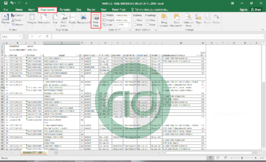 Mengulang Judul Excel