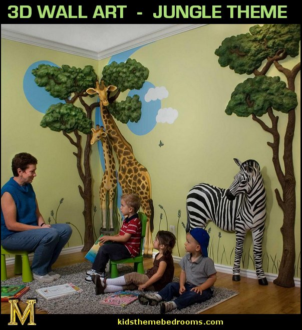 wall decor ideas in wood Jungle Theme Wall Art 3D | 603 x 660