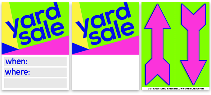 Bold Neon Color Block Yard Sale Flyers