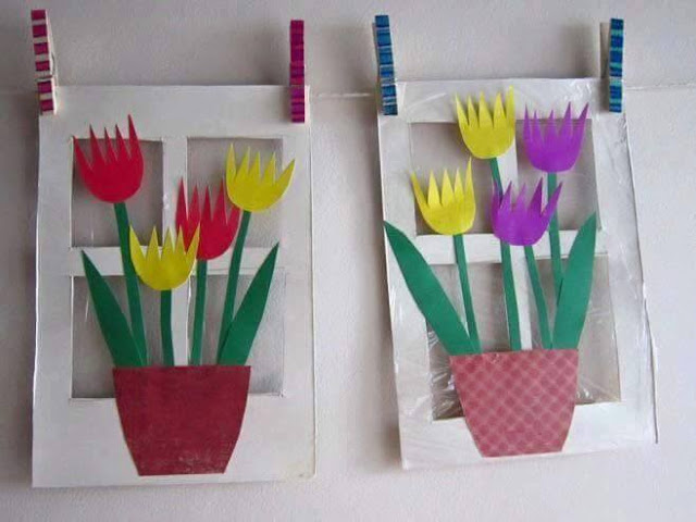 Idea to make something from paper for kids : flowers 1