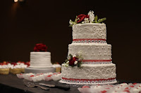 image of a wedding cake at a reception