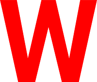 Red capital letter W shape