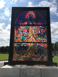 Glass of Thrones stained glass window showing House of Targaryen