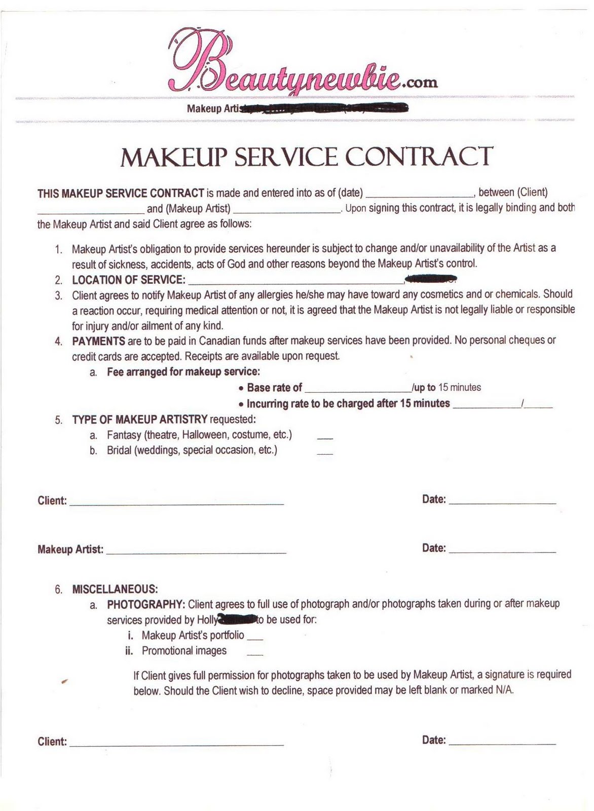 freelance makeup artist contract template   Mcafee enterprise 8.7    freelance makeup artist website