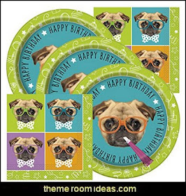 Pug Themed Birthday Party supplies  puppy themed birthday party -  kids dog theme birthday party - dog birthday party decorations - Puppy Birthday Party Supplies - pet party paw prints - dog bone shaped decorations - kids birthday pet theme party - furbabies birthday party - pooch party