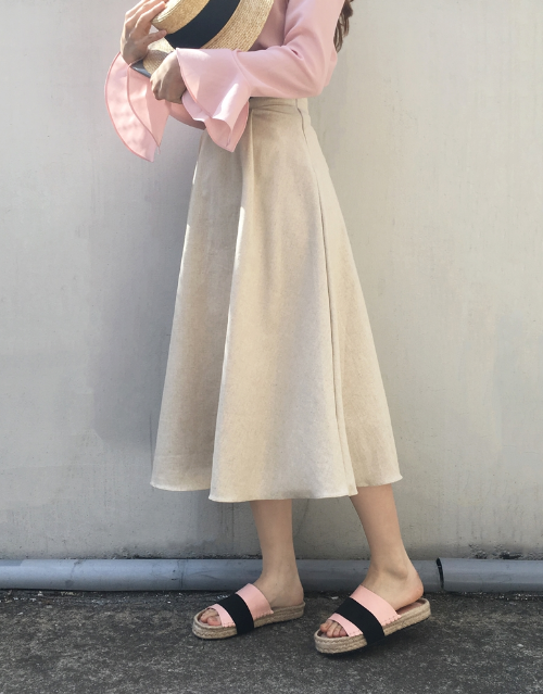 A-Line Linen Midi Skirt