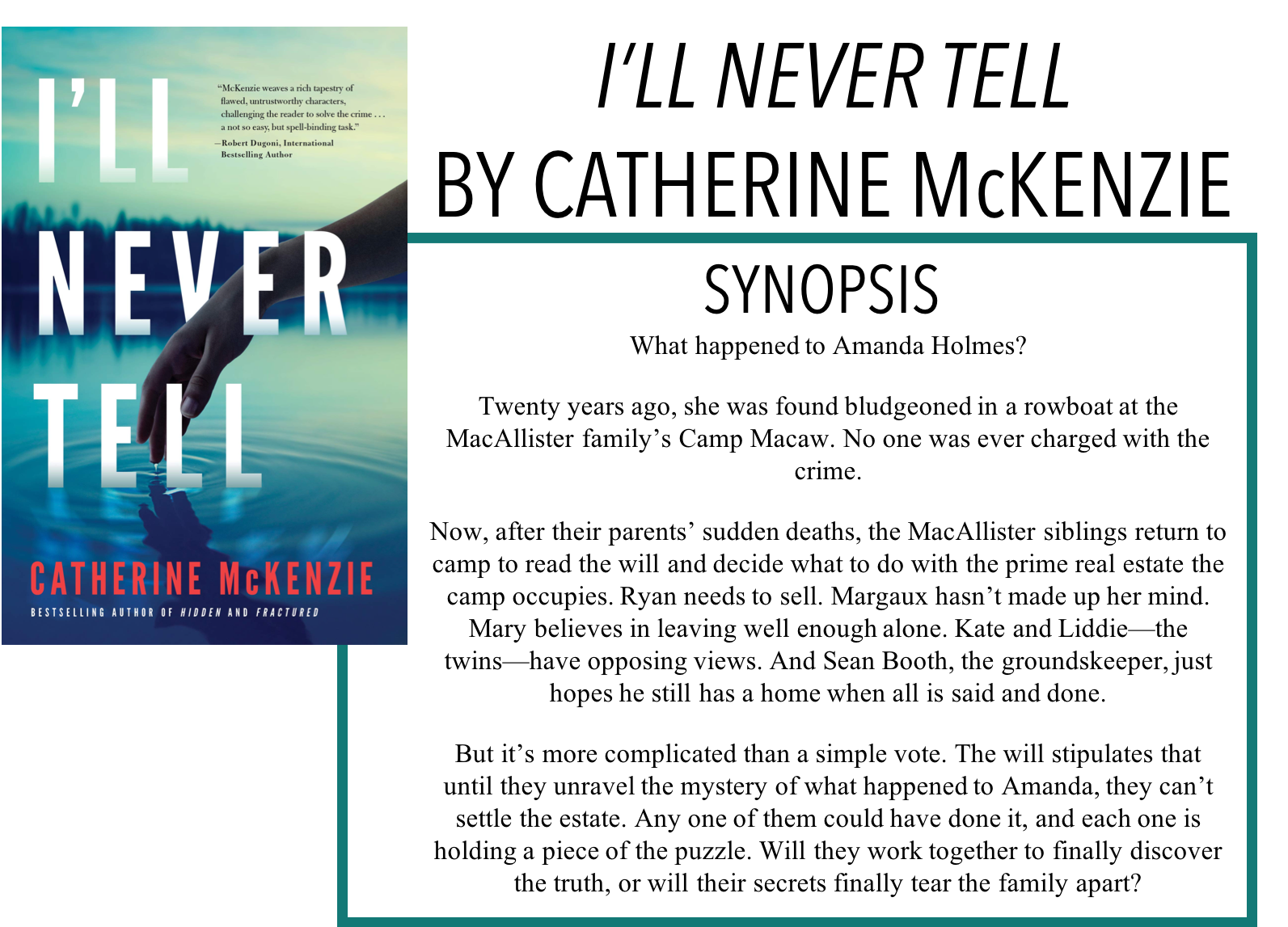 Ryley Reads I Ll Never Tell By Catherine Mckenzie Book Review