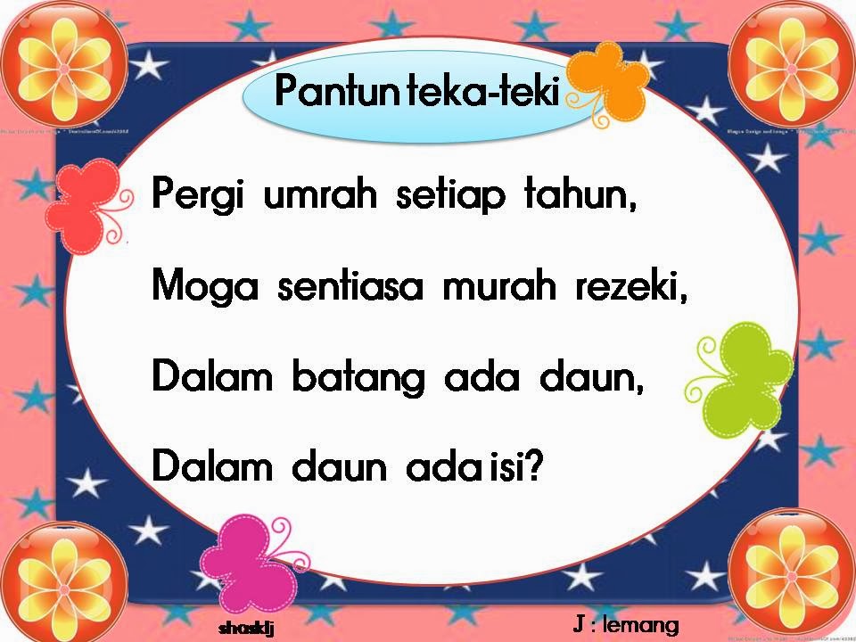PRA SEKOLAH S K LONG JAAFAR: Pantun teka -teki