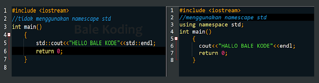 perbedaan mengunkan using namescape std; dengan tidak menggunakan using namescape std;
