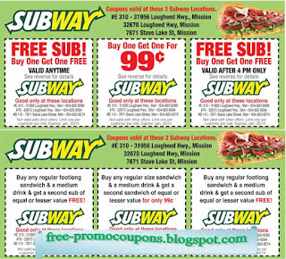 Free Printable Subway Coupons