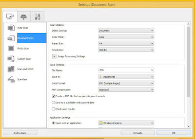 setting Document scan lide 120