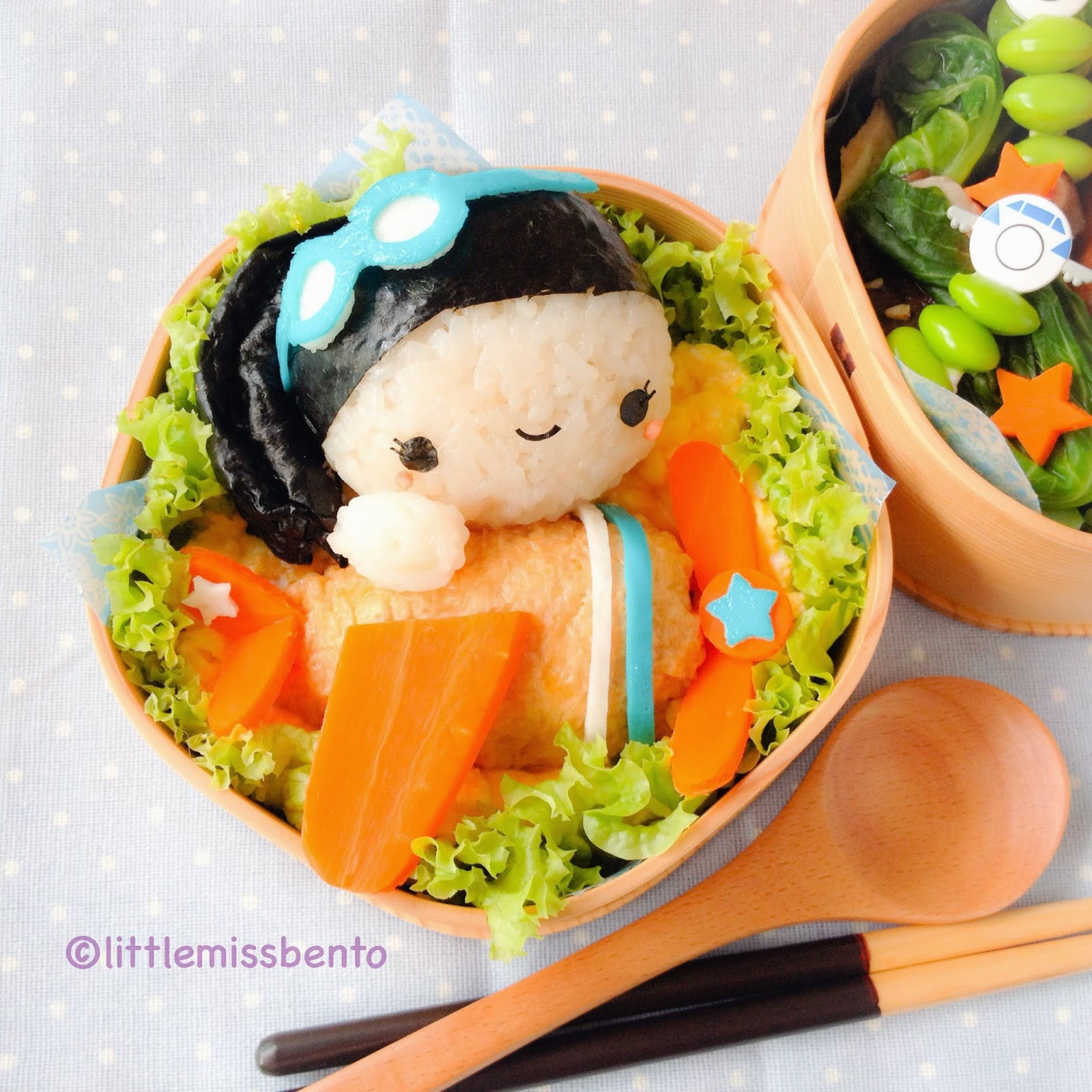 Girl And Aeroplane Bento 飛行機のキャラ弁 Little Miss Bento