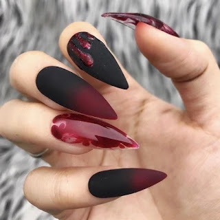 red and black halloween nails 2020