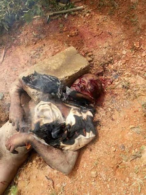 Graphic photos: Military officer 'mistaken' for armed robber lynched and burnt to death by mob in Ghana