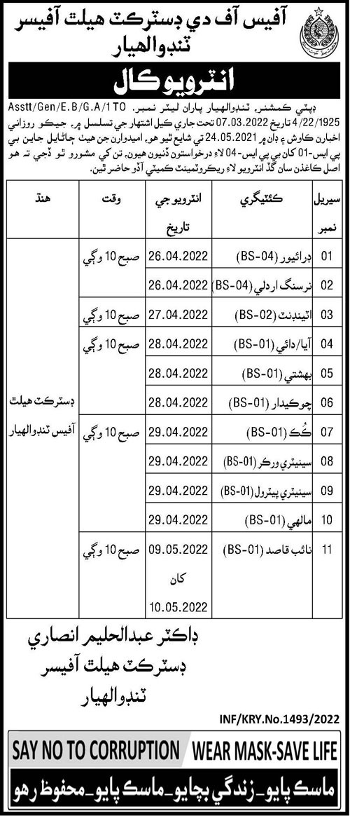 Latest District Health Office Management Posts Tando Allahyar 2022