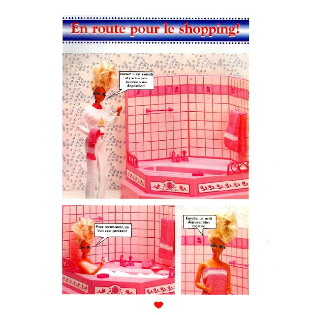 Page une du roman-photos de Barbie, en route pour le shopping.