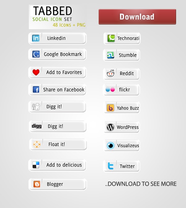 Tabbed Social Media Icon Set - Designed for CreativeNerds