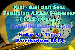 Soal PAS / UKK Kelas 3 Semester 2 Kurikulum 2013 