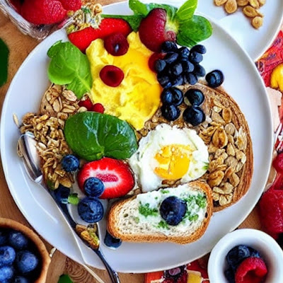 feature a well-balanced, appetizing breakfast spread that showcases various food items known to improve cognitive function