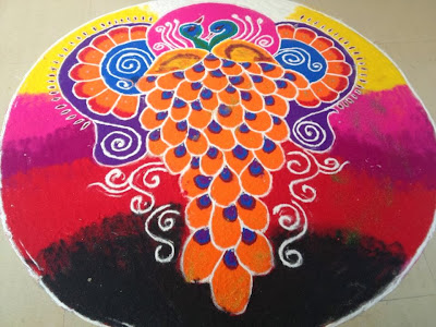 beautiful peacock rangoli