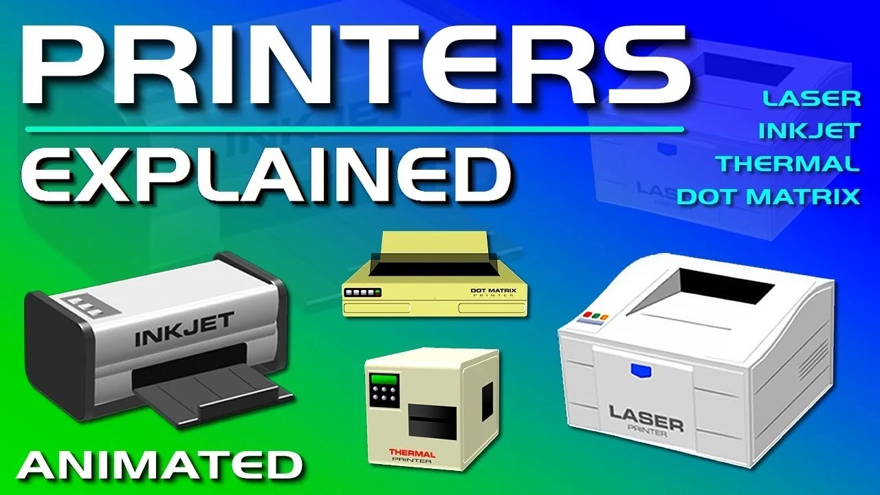 Types of printers. Type Dot-Matrix Inkjet Laser.