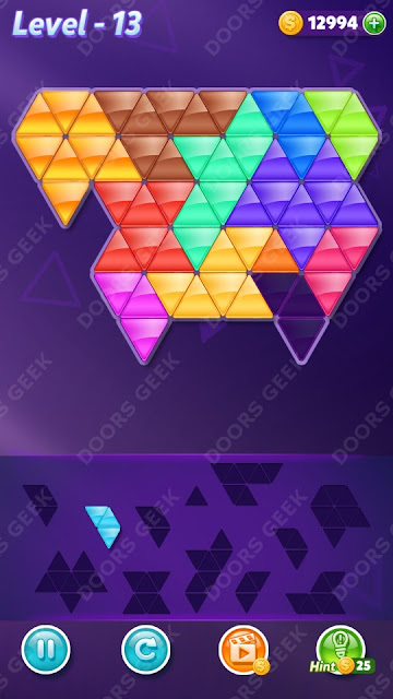 Block! Triangle Puzzle 12 Mania Level 13 Solution, Cheats, Walkthrough for Android, iPhone, iPad and iPod