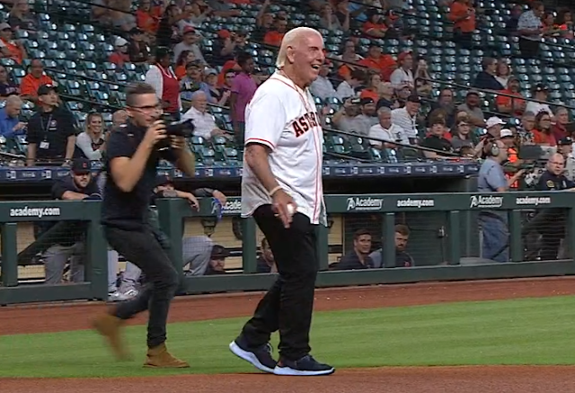 Ric Flair tosses first pitch at Astros game 8/21/2019