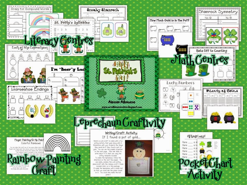 http://www.teacherspayteachers.com/Product/Happy-St-Patricks-Day-Literacy-and-Math-Activities-535790