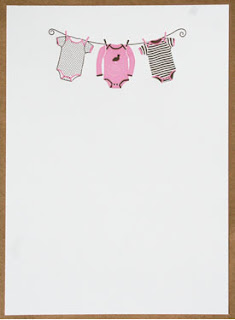 smudge ink baby girl pink onesie invitations available at mac & murphy - a charleston paper company