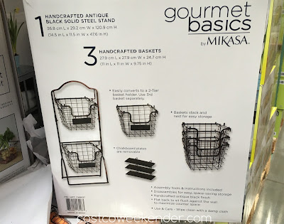 Costco 1049037 - Mikasa Gourmet Basics 3 Tier Market Basket - Handcrafted antique black solid steel