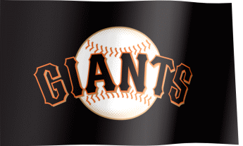 The waving fan flag of the San Francisco Giants with the logo (Animated GIF)