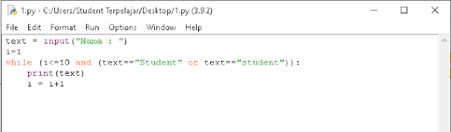 Program Python Perulangan While Loop - Membuat Kata Berulang
